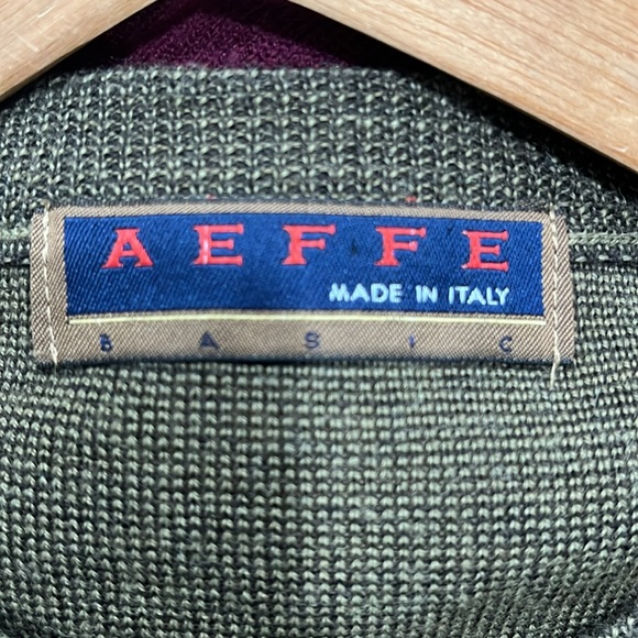Vintage AEFFE Wool Blend Crewneck Sweater army green geo pattern knit size XL - Picture 8 of 11